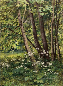Paisajes Painting - Flores del bosque paisaje clásico Ivan Ivanovich árboles